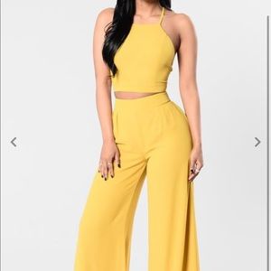 Yellow two piece pants set